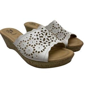 Womens Spring Step Slide Wedge Sandals Shoes Size 41 EU 9.5 - 10 US White Italy